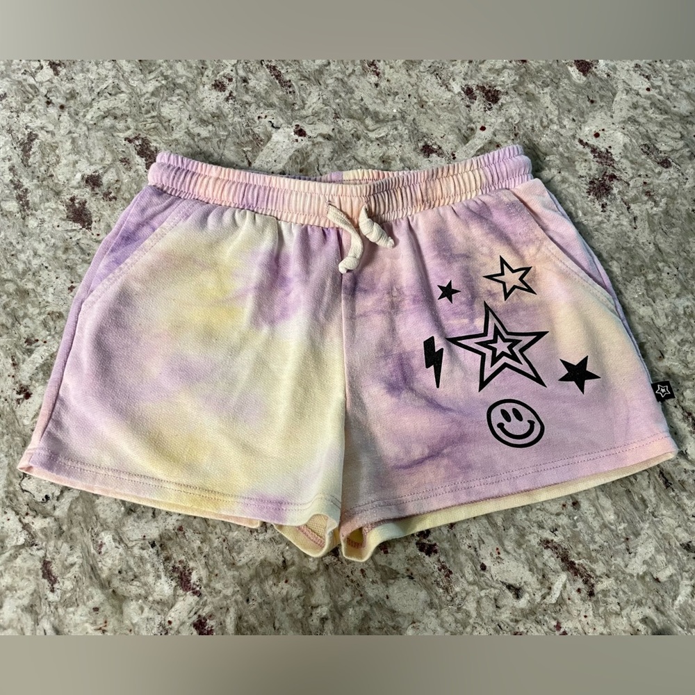 PIXIE LANE GIRLS TIE DYE SHORTS SMILEY STARS LAVENDER SIZE 10